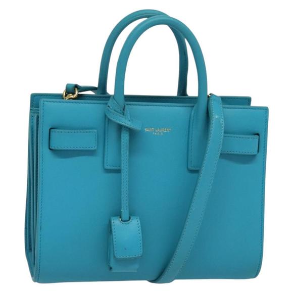 SAINT LAURENT Sac De Jour Nano Bag Leather Light Blue Gold 311208 Auth BA4310 - Picture 1 of 16